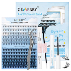 Gemerry DIY Lashes Extension Kit With 240 PCS Lash Clusters Lash Bond And Seal Lash Glue Remover And Lash Tweezers