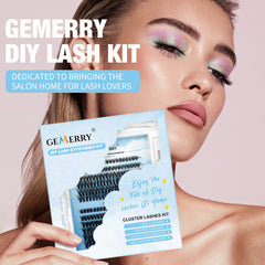 Gemerry DIY Lashes Extension Kit With 240 PCS Lash Clusters Lash Bond And Seal Lash Glue Remover And Lash Tweezers