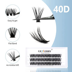 Gemerry Individual Cluster Lashes 30D DIY Eyelash Extensions 60pcs Lash Clusters Premade Volume Lashes Professional Makeup Tools