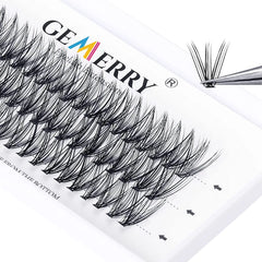 Gemerry Individual Cluster Lashes 30D DIY Eyelash Extensions 60pcs Lash Clusters Premade Volume Lashes Professional Makeup Tools