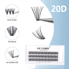 Gemerry Individual Cluster Lashes 30D DIY Eyelash Extensions 60pcs Lash Clusters Premade Volume Lashes Professional Makeup Tools