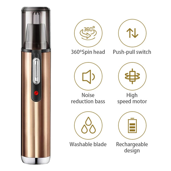 Electric Nose Hair Trimmer Men's Nose and Ear Remover USB Rechargeable Automatic Waterproof Washable Portable Electric Shaving