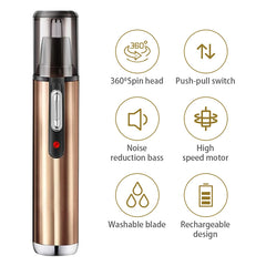 Electric Nose Hair Trimmer Men's Nose and Ear Remover USB Rechargeable Automatic Waterproof Washable Portable Electric Shaving