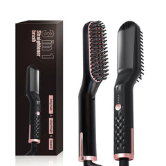 Hair Straightener Brush Comb Ceramic Straightening Iron Brush 2 In 1 Hair Curler Styling Tools Hot Comb Straightener for Wigs