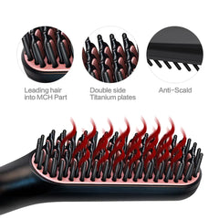 Hair Straightener Brush Comb Ceramic Straightening Iron Brush 2 In 1 Hair Curler Styling Tools Hot Comb Straightener for Wigs