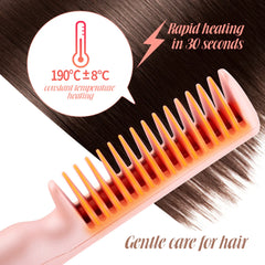 Hair Straightener Comb 2-in-1 Portable Straightening and Curling Dual-use Mini Hairdressing Comb Hair Fluffy Hair Local Repair