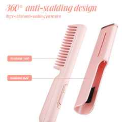 Hair Straightener Comb 2-in-1 Portable Straightening and Curling Dual-use Mini Hairdressing Comb Hair Fluffy Hair Local Repair