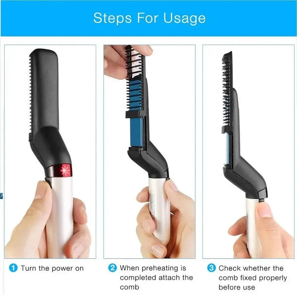 Hair Styling Appliances Quick Beard Straightener Brush Electric Hair Straightening Heat Brush Magic Massage Comb for Men