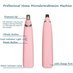 Handheld Diamond Microdermabrasion Machine Pore Vacuum Blackhead Removal for Skin Toning Anti Aging Home Facial Treatment Device