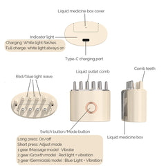 Head Scalp Massager 5ML Medicine Liquid Oil Applicator Anti-hair Loss Promote Hair Growth Light Therapy Vibration Massage Comb