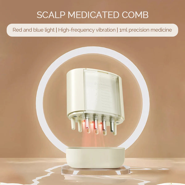 Head Scalp Massager 5ML Medicine Liquid Oil Applicator Anti-hair Loss Promote Hair Growth Light Therapy Vibration Massage Comb