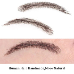 Imitate #4 Brown Eyebrows For Women Wave Style Eyebows Transparent Lace Human Hair Fake Eyebrows Artificial Handtied Lace Base