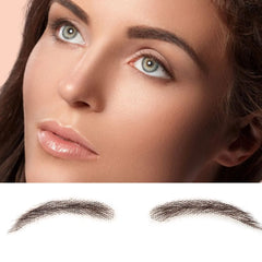 Imitate #4 Brown Eyebrows For Women Wave Style Eyebows Transparent Lace Human Hair Fake Eyebrows Artificial Handtied Lace Base