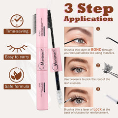 Individual Lash Extension Kit Bond and Seal Glue Tweezers Applicator  Remover Natural Eyelashes Clusters Makeup Tools