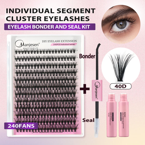 Individual Lash Extension Kit Bond and Seal Glue Tweezers Applicator  Remover Natural Eyelashes Clusters Makeup Tools