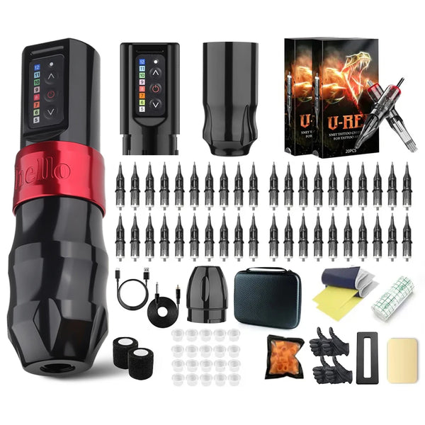 Kiss Of Dragon EXO Professios Wireless Tattoo Machine Pen Kit Battery Capacity 2400mA Cartridge Rotary Pen Beginners for Body