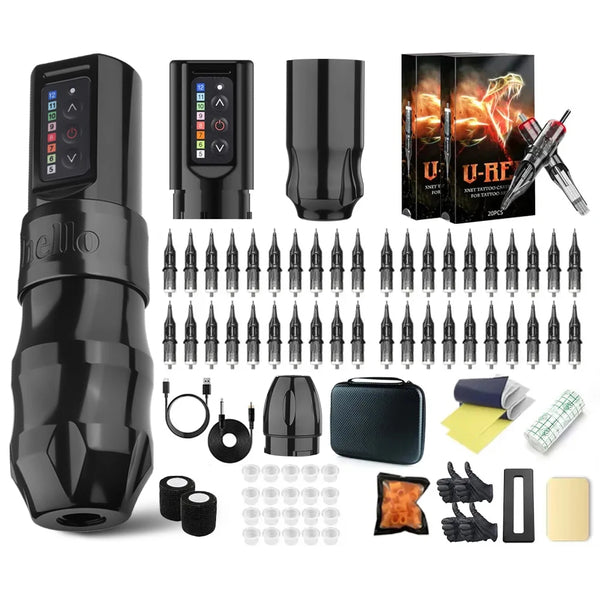 Kiss Of Dragon EXO Professios Wireless Tattoo Machine Pen Kit Battery Capacity 2400mA Cartridge Rotary Pen Beginners for Body