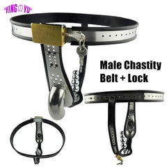 Lockable Stainless Steel Male Chastity Device With Anal Plug Beads Men Panties Underwear Penis Lock Ring Cock Cage Bdsm Sex Toys