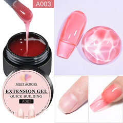 MEET ACROSS 7ml Clear Non Stick Hand Solid Extension Nail Gel Polish Carving Flower Nail Art Building UV Gel Acrylic Varnish