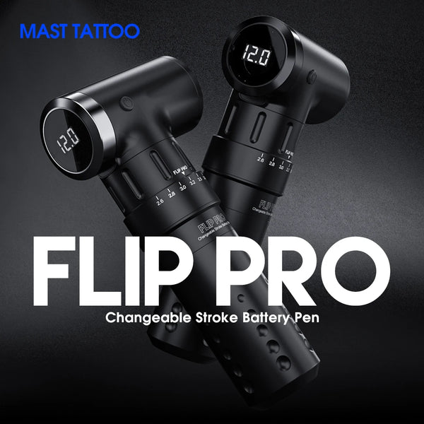 Mast Tattoo Flip Pro Adjust 7 Stroke Length Changeable Wireless Or Wire Battery RCA Machine Pen Coreless Motor Power By Mcore-c2