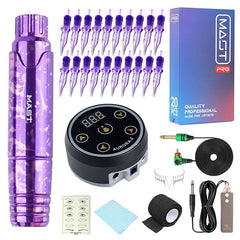 Mast Tattoo P10 RCA Rotary Machine Pen Permanent Makeup Kit With LED Display Power Supply Pro Cartridge Needles Supplies Set