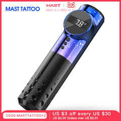 Mast Tattoo Wireless Battery Pen Machine Rotary Tattoo Pen LED Display Permanent Make Up Machine for Tattoo Artist