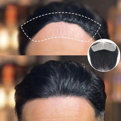 Mens Frontal Toupee V Loop 100% Human Hair Forehead Hairline Patch 0.06mm Thin Skin PU Hairline Men's Capillary Prosthesis