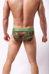 Mens Underwear Sexy Fashion Ice Silk Satin Panties Shorts Brand Sissy Underpants Men Camouflage Pouch Underwear