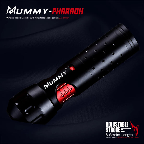 Mummy Pharaoh Wireless Tattoo Machine With Adjustable Stroke Length 2.5-4.0mm Customized Swiss Motor Low Noise Tattoo Pen