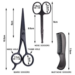 Mustache Scissors Black Series Scissors Set Moustache Comb Nose Hair Scissors Beard Scissors Men's Care Sets Tesoura Barba