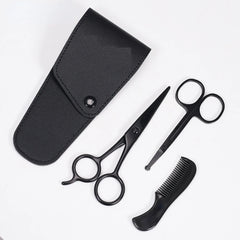 Mustache Scissors Black Series Scissors Set Moustache Comb Nose Hair Scissors Beard Scissors Men's Care Sets Tesoura Barba