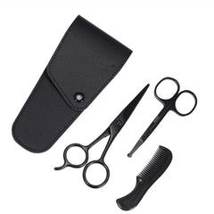 Mustache Scissors Black Series Scissors Set Moustache Comb Nose Hair Scissors Beard Scissors Men's Care Sets Tesoura Barba