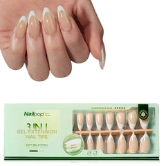 3 in 1 French Tip Nails Pre-Colored Quick and Easy Press on Nails Full Cover Fake Nails with Designs DIY Nail Extensions