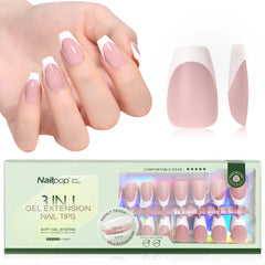 3 in 1 French Tip Nails Pre-Colored Quick and Easy Press on Nails Full Cover Fake Nails with Designs DIY Nail Extensions