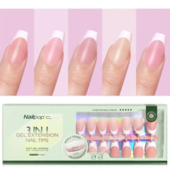 3 in 1 French Tip Nails Pre-Colored Quick and Easy Press on Nails Full Cover Fake Nails with Designs DIY Nail Extensions