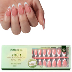 3 in 1 French Tip Nails Pre-Colored Quick and Easy Press on Nails Full Cover Fake Nails with Designs DIY Nail Extensions