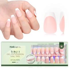 3 in 1 French Tip Nails Pre-Colored Quick and Easy Press on Nails Full Cover Fake Nails with Designs DIY Nail Extensions