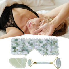 Natural Jade Face Massager Set Cooling Eye Mask Therapy Skincare Guasha Scraper Face Roller Beauty Face Lift Anti Wrinkle Tool