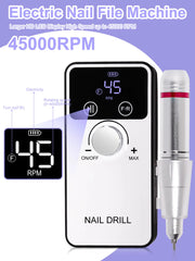 New 45000RPM Professional Electric Nail Drill Machine Rechargeable Nail File Nails Accessories Gel Nail Polish Sander Low Noise