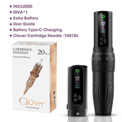 DIVA Permanent Makeup Wireless Battery Tattoo Pen Machine Adjustable Strokes for PMU & SMP OLED Digital Display Power Pack