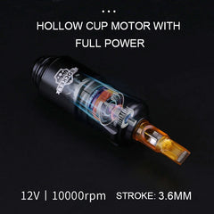 Professional Short Mini Rocket Tattoo Machine Set Motor 8V 9000Rpm RCA Interface Automatic Rotary Stroke 3.6mm Tattoo Pen Kit