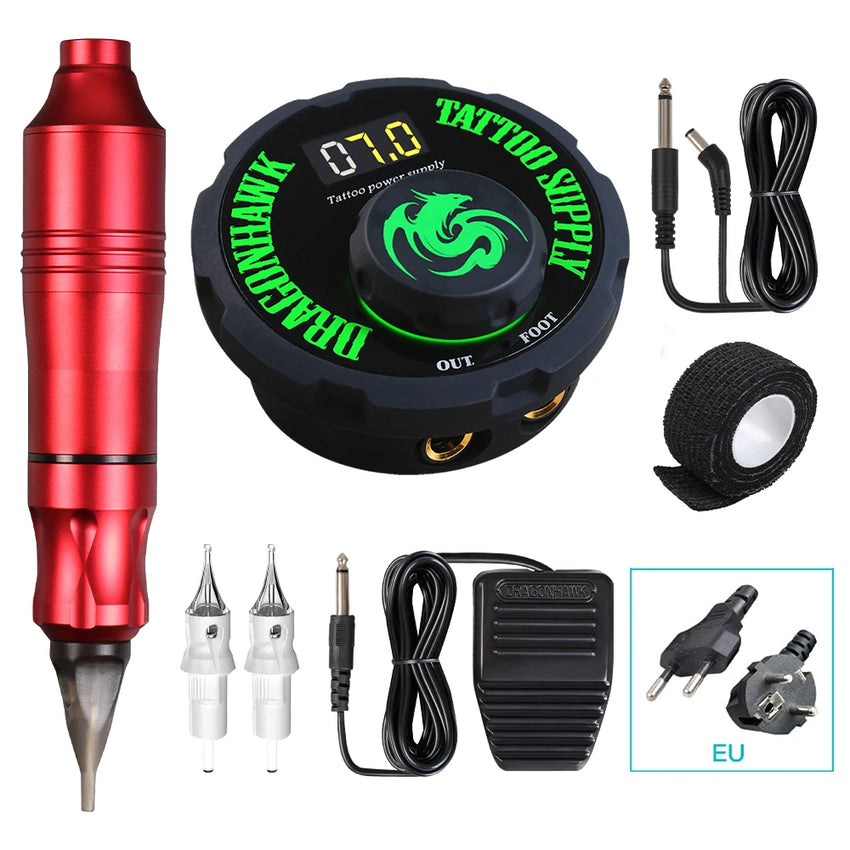 Professional Tattoo Machine Rotating Pen Tattoo Pen Portable Power Mini Pedal Tattoo Beginner Supply Free Shipping Makeup Set