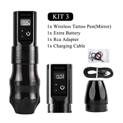 Professional Wireless Tattoo Machine Pen Gun Powerful Coreless Motor Charge Battery Digital LED Display for Artist Body