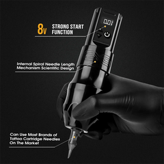 Professional Wireless Tattoo Machine Pen Gun Powerful Coreless Motor Charge Battery Digital LED Display for Artist Body