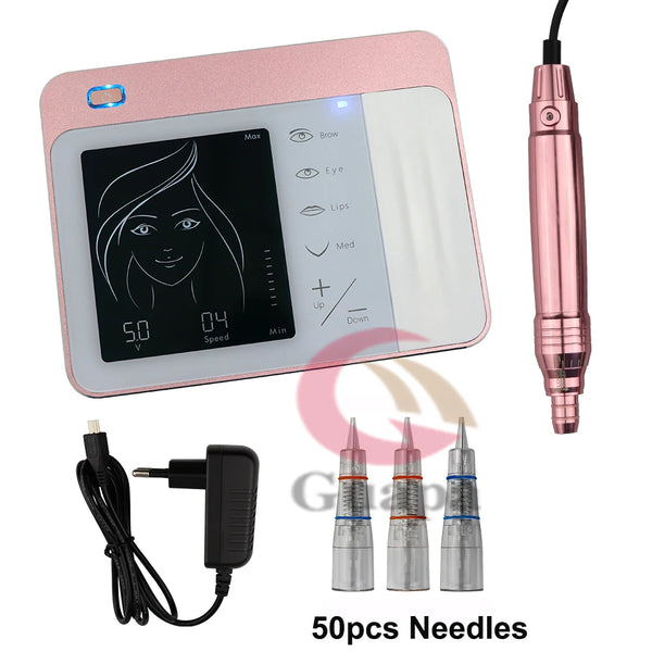 Rose Golden Charmer Princesses III Permanent Makeup Machine Kit Tattoo Eyebrow Pen with Swiss Motor Rotary Tattoo PMU Machine