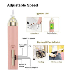 Electric 5 in 1 Nail Polish Drill Machine With Light Portable Mini Electric Manicure Art Pen Tools  Gel Remover