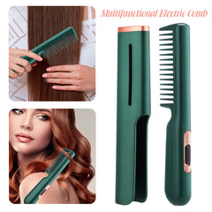 Hair Straightener Comb 2-in-1 Portable Straightening and Curling Dual-use Mini Hairdressing Comb Hair Fluffy Hair Local Repair