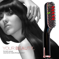 Hair Straightener Brush Comb Ceramic Straightening Iron Brush 2 In 1 Hair Curler Styling Tools Hot Comb Straightener for Wigs