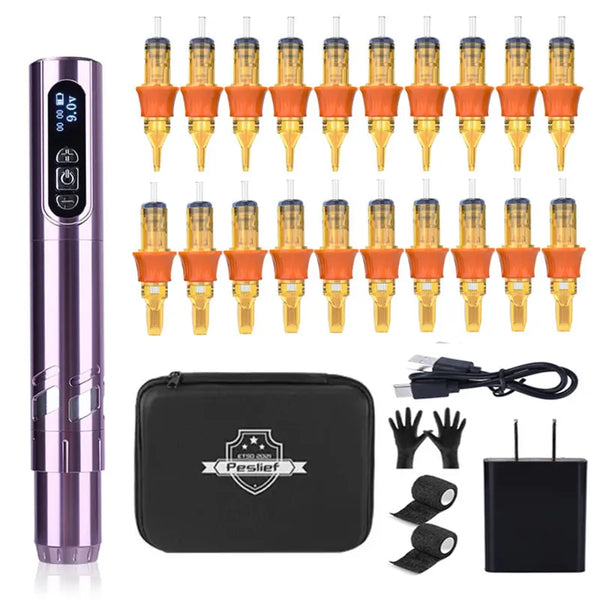 LED Wireless Pen Tattoo Machine For Permanent 3.0MM Makeup and Hair Professional Tattoo Pen Kit