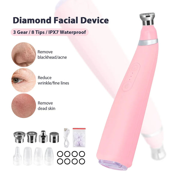 Portable Diamond Peeling Machine Microdermabrasion Facial Cleaning Device Exfoliation Vacuum Blackhead Remover